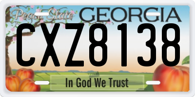 GA license plate CXZ8138