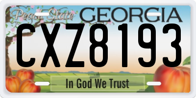 GA license plate CXZ8193