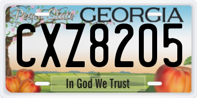 GA license plate CXZ8205