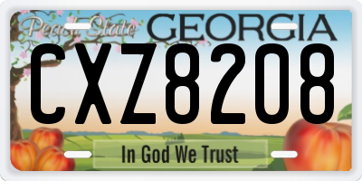 GA license plate CXZ8208