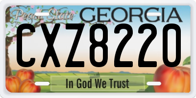 GA license plate CXZ8220
