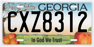 GA license plate CXZ8312