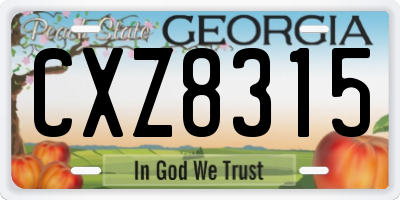 GA license plate CXZ8315