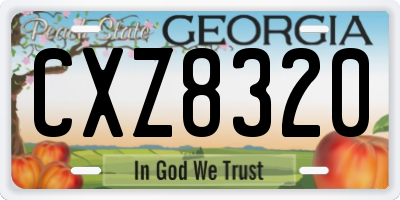 GA license plate CXZ8320