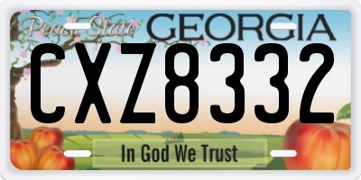 GA license plate CXZ8332