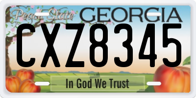 GA license plate CXZ8345