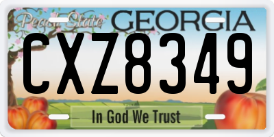 GA license plate CXZ8349
