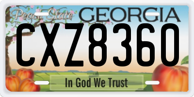 GA license plate CXZ8360