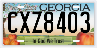 GA license plate CXZ8403