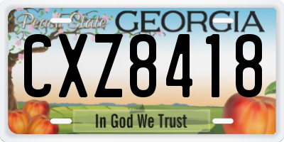 GA license plate CXZ8418