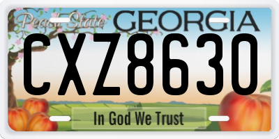 GA license plate CXZ8630