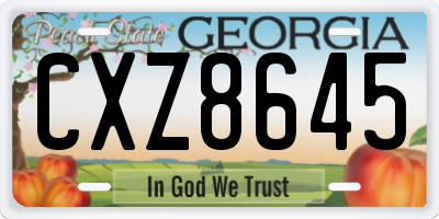 GA license plate CXZ8645