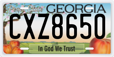 GA license plate CXZ8650