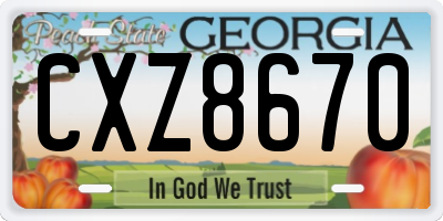 GA license plate CXZ8670