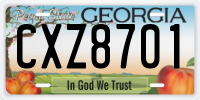 GA license plate CXZ8701