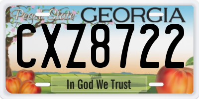 GA license plate CXZ8722