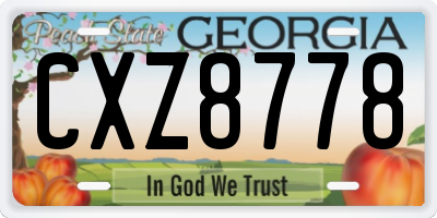 GA license plate CXZ8778