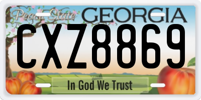 GA license plate CXZ8869