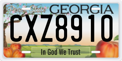 GA license plate CXZ8910