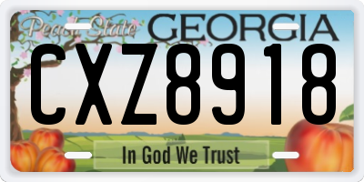 GA license plate CXZ8918