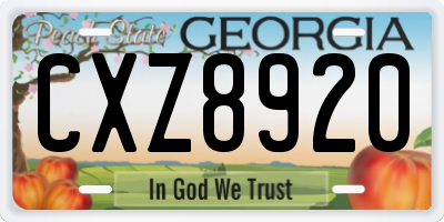 GA license plate CXZ8920