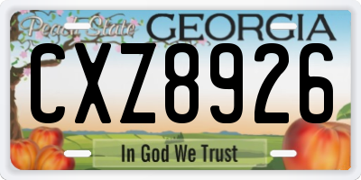 GA license plate CXZ8926