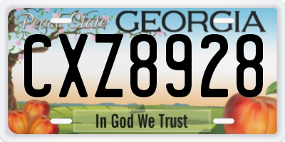 GA license plate CXZ8928