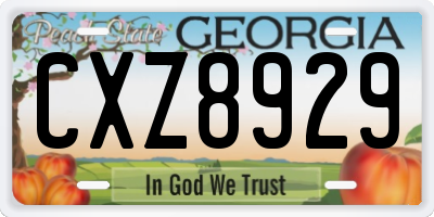 GA license plate CXZ8929