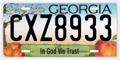 GA license plate CXZ8933
