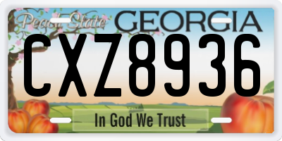 GA license plate CXZ8936