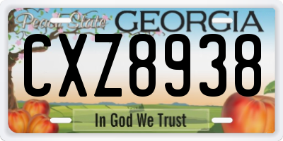 GA license plate CXZ8938