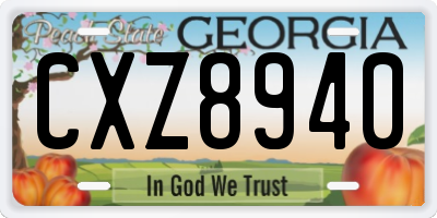 GA license plate CXZ8940