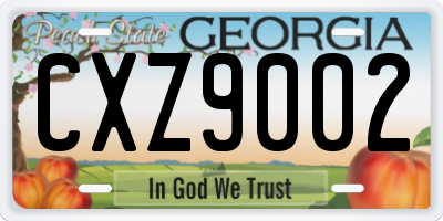 GA license plate CXZ9002