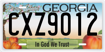GA license plate CXZ9012