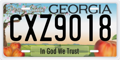 GA license plate CXZ9018
