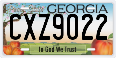 GA license plate CXZ9022