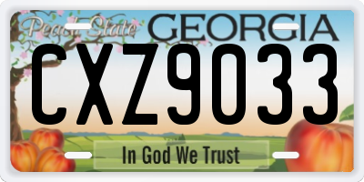 GA license plate CXZ9033
