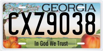 GA license plate CXZ9038