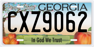 GA license plate CXZ9062