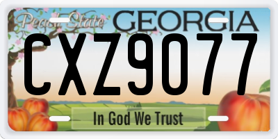 GA license plate CXZ9077