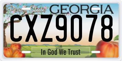 GA license plate CXZ9078