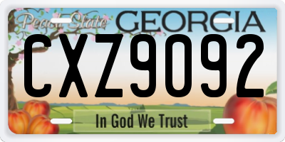 GA license plate CXZ9092