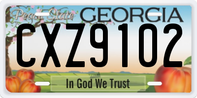 GA license plate CXZ9102