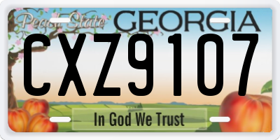 GA license plate CXZ9107