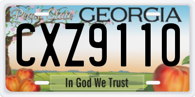 GA license plate CXZ9110