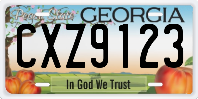 GA license plate CXZ9123
