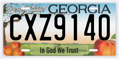 GA license plate CXZ9140