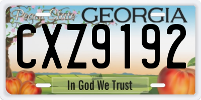 GA license plate CXZ9192