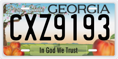 GA license plate CXZ9193