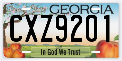 GA license plate CXZ9201